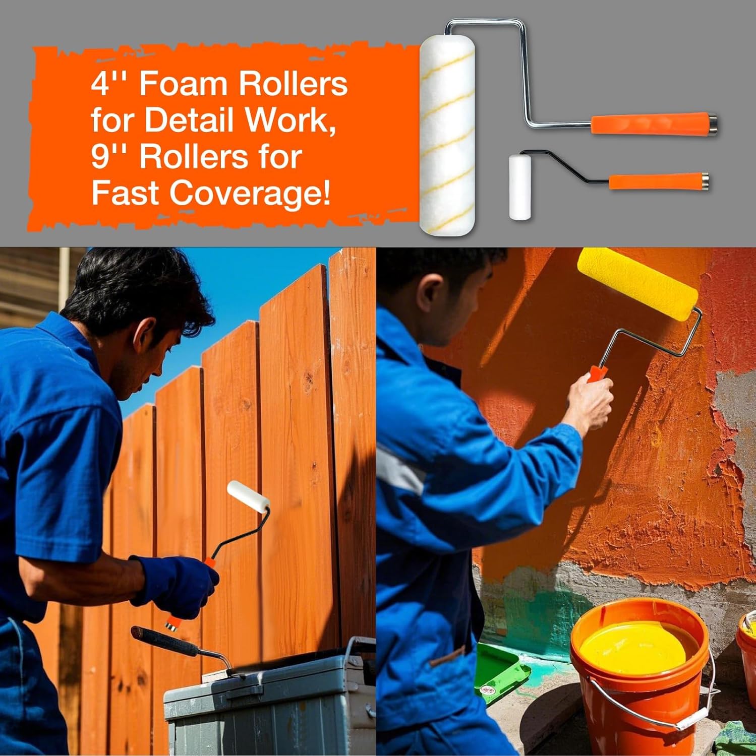 King Origin 31 PCS Paint Roller Kit, Extension Pole (4.75 ft), 4"&9" Paint Roller, Paint Tray & Liners, Brushes |