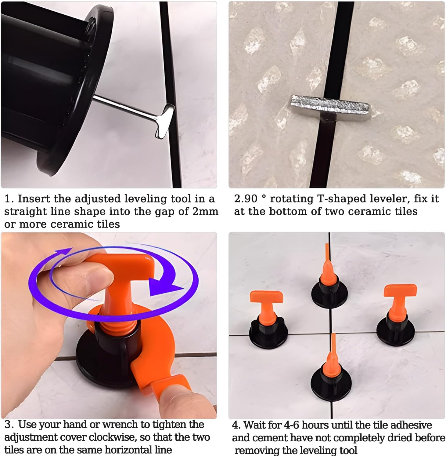 Tile Leveling System Kit,300pcs Reusable 1/16" Tile Leveler Spacers+1500pcs Cross-shaped Tile Spacers+6pcs