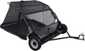 Pull Behind Lawn Sweeper with Dumping Rope, 44” Tow Behind Leaf Collector, Adjustable Height Yard Sweeper with Large