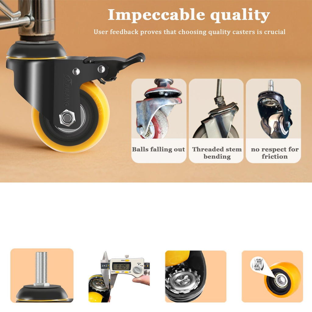 2 inch Stem Caster Wheels, 5/16" Threaded Stem Casters Set of 8
