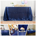 Navy Blue Sequin Tablecloth 60x102-Inch Rectangle Tablecloth Shimmer Birthday Tablecloth Overlay Glitter Tabblecloth