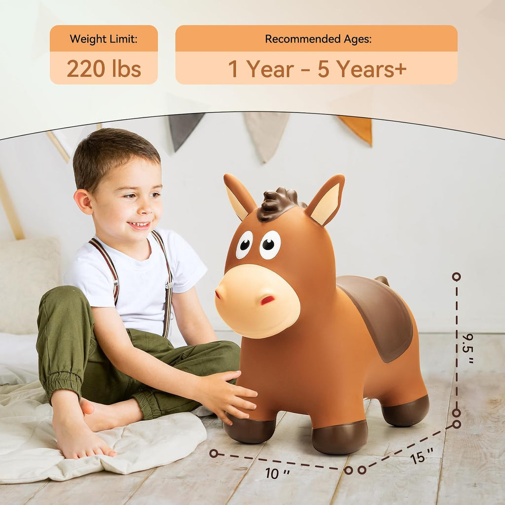 Bouncy Horse for Toddlers 1-3, Inflatable Ride on Bouncy Animal Hopper Toys for 1 2 3 4 5 Year Old Girl Boy Kids