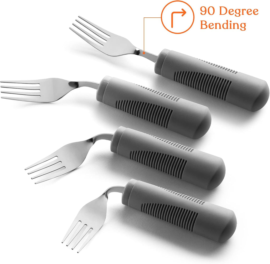 Adaptive Utensils (4-Piece Kitchen Set) Weighted, Non-Slip Handles for Hand Tremors, Arthritis, Parkinson’s Elderly