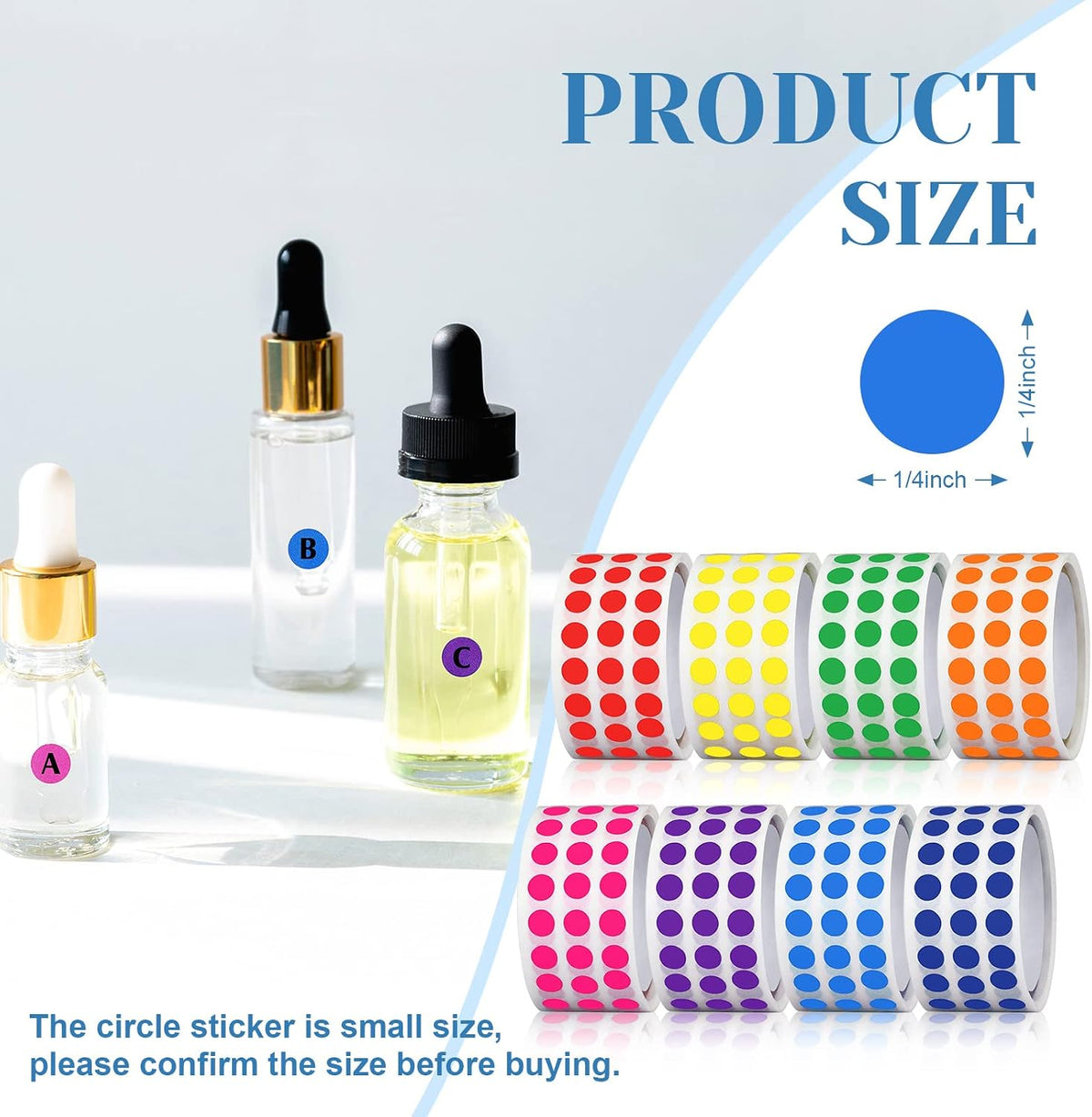 8000 Pieces 1/4" Colored Dot Stickers Round Color Coding Labels