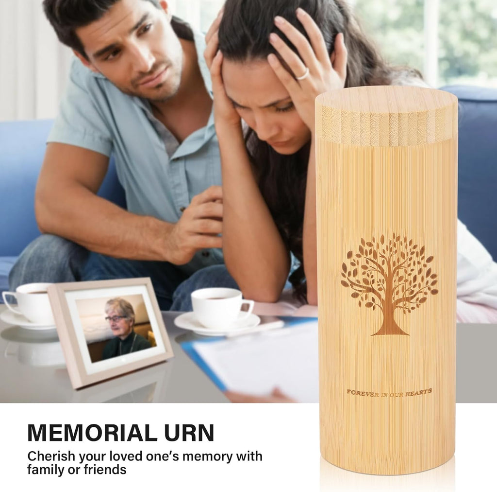 Medium Urn for Human Ashes Keepsake with Screw On Lid,Bamboo Cremation Urn for Adult Female Male Women,Scattering