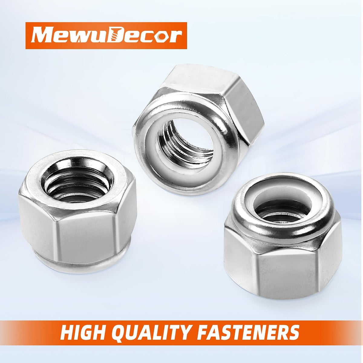#10 24 Nylon Insert Hex Lock Nuts Locknuts, 304 Stainless Steel 18-8, Bright Finish, 100 PCS