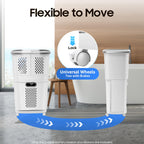 2 Tier Laundry Basket with Wheels & Handle, White Laundry Hamper Plastic 2 Section Laundry Sorter Floor-Standing