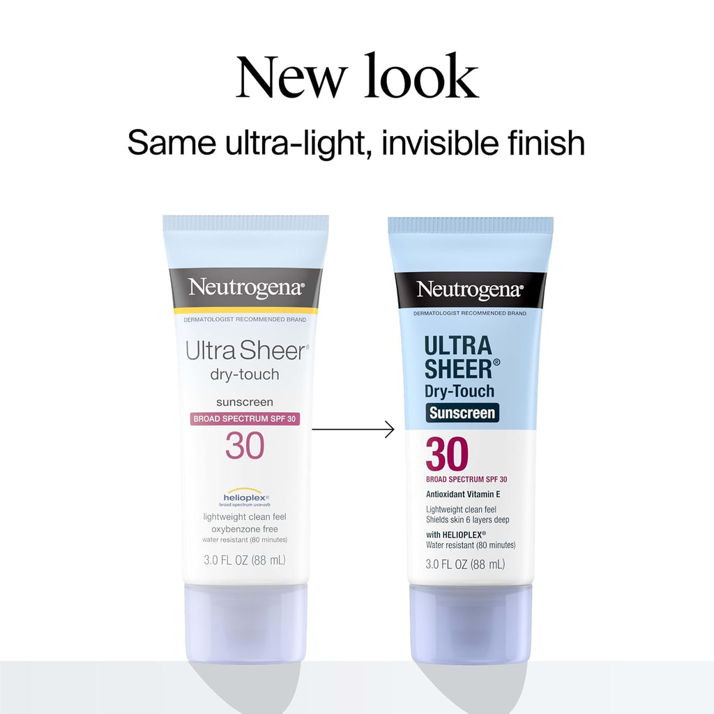 Neutrogena Ultra Sheer Dry-Touch Sunscreen SPF 30 for Face & Body, Lightweight Non Greasy Broad Spectrum UVA/UVB