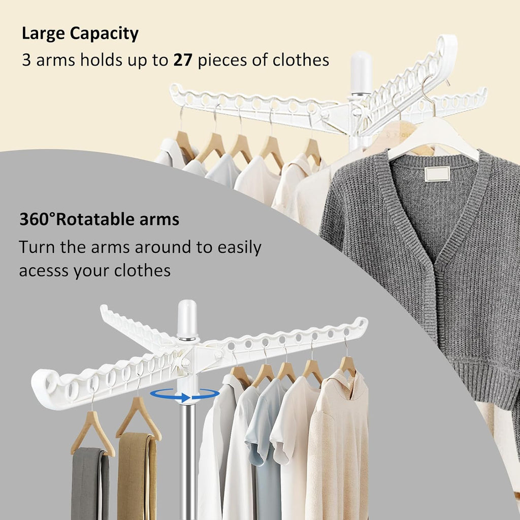 Clothes Drying Rack, Foldable Drying Rack Clothing, Laundry Drying Rack, 59-Inch Indoor Clothes Airer with 3
