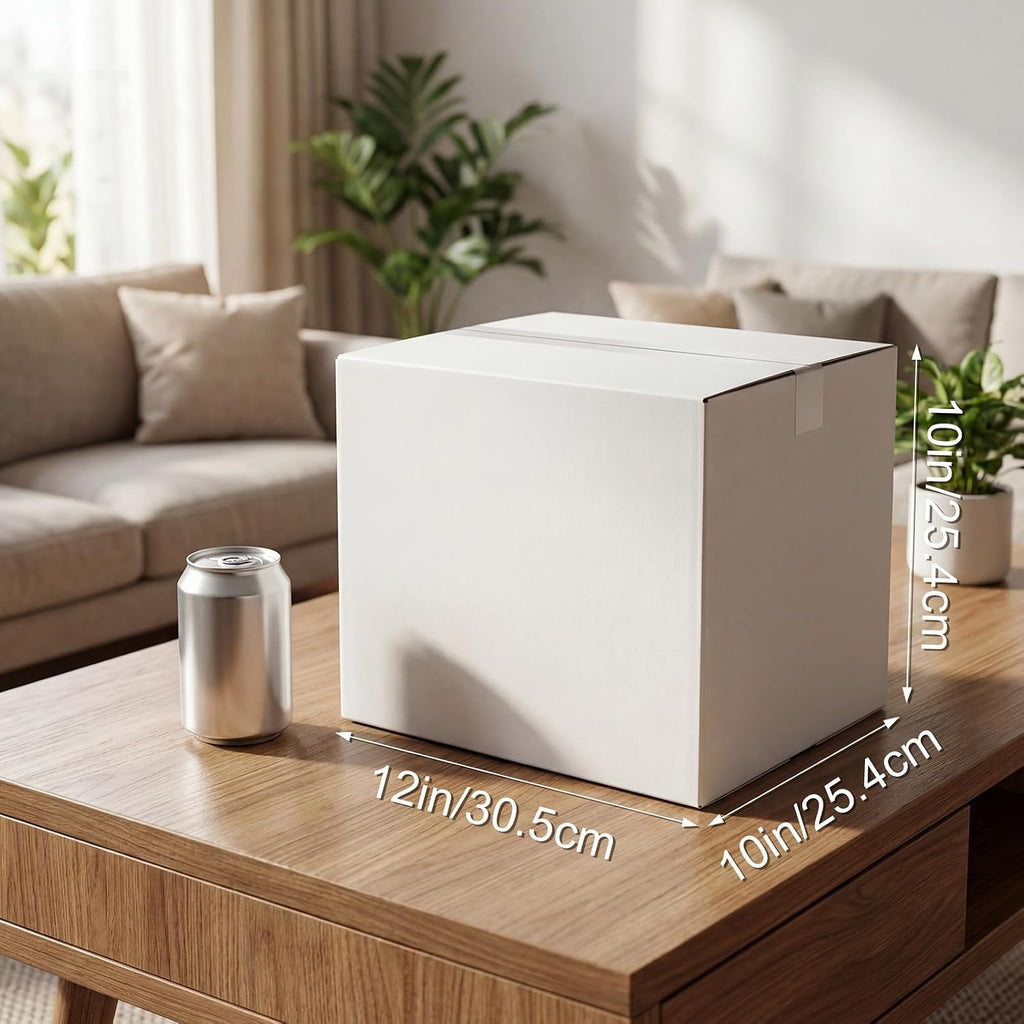 10 Packs 12x10x10 Large Thin White Shipping Boxes