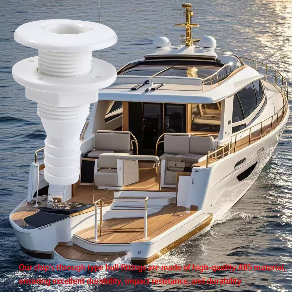 2Pcs Thru Hull Fitting(1"), Marine Through Hull Connector Fitting for Boats, White