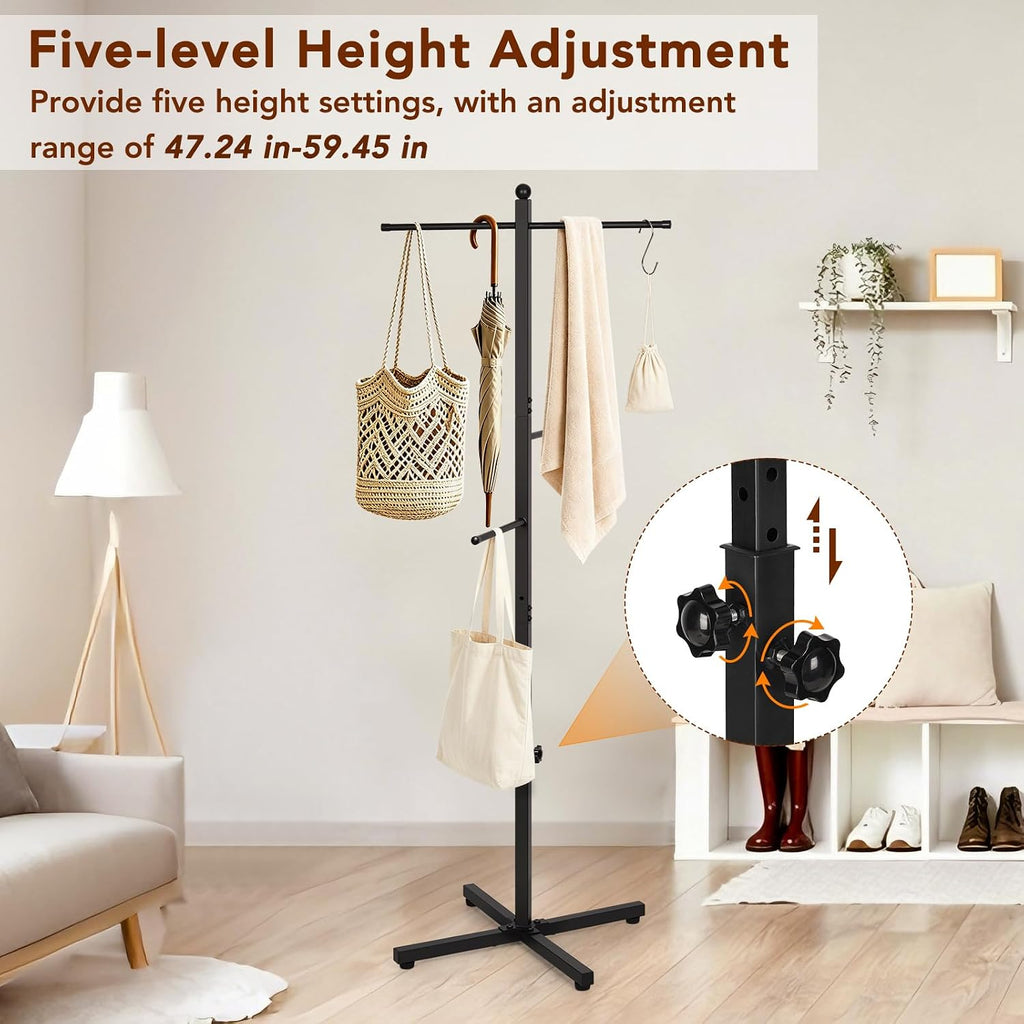 Adjustable Height Shopping Bag Rack, 48-60 Inch, Black