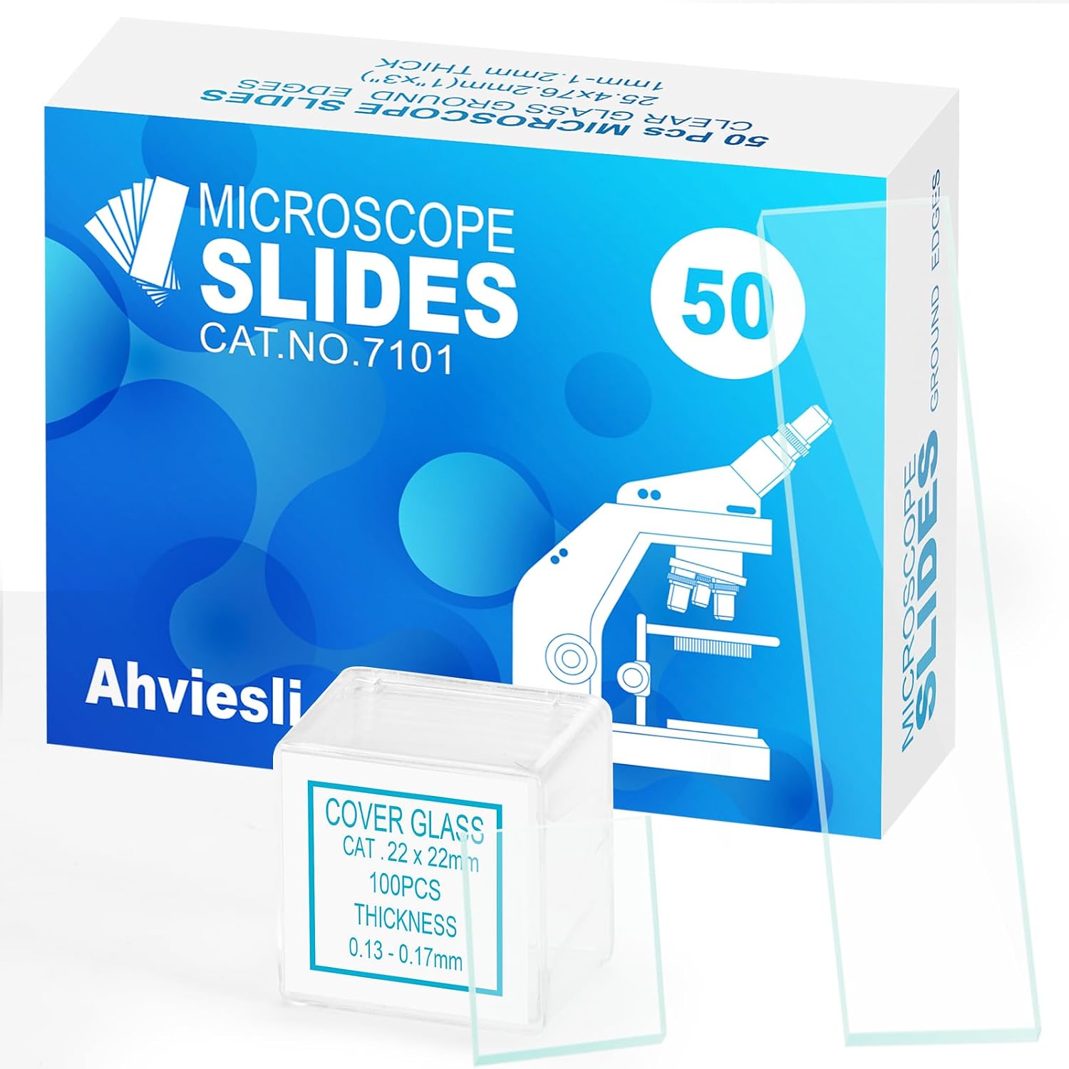 Microscope Slides and Covers Kit – 100 Blank Pre-Cleaned Glass Slides for Microscope, 200 Cover Slips