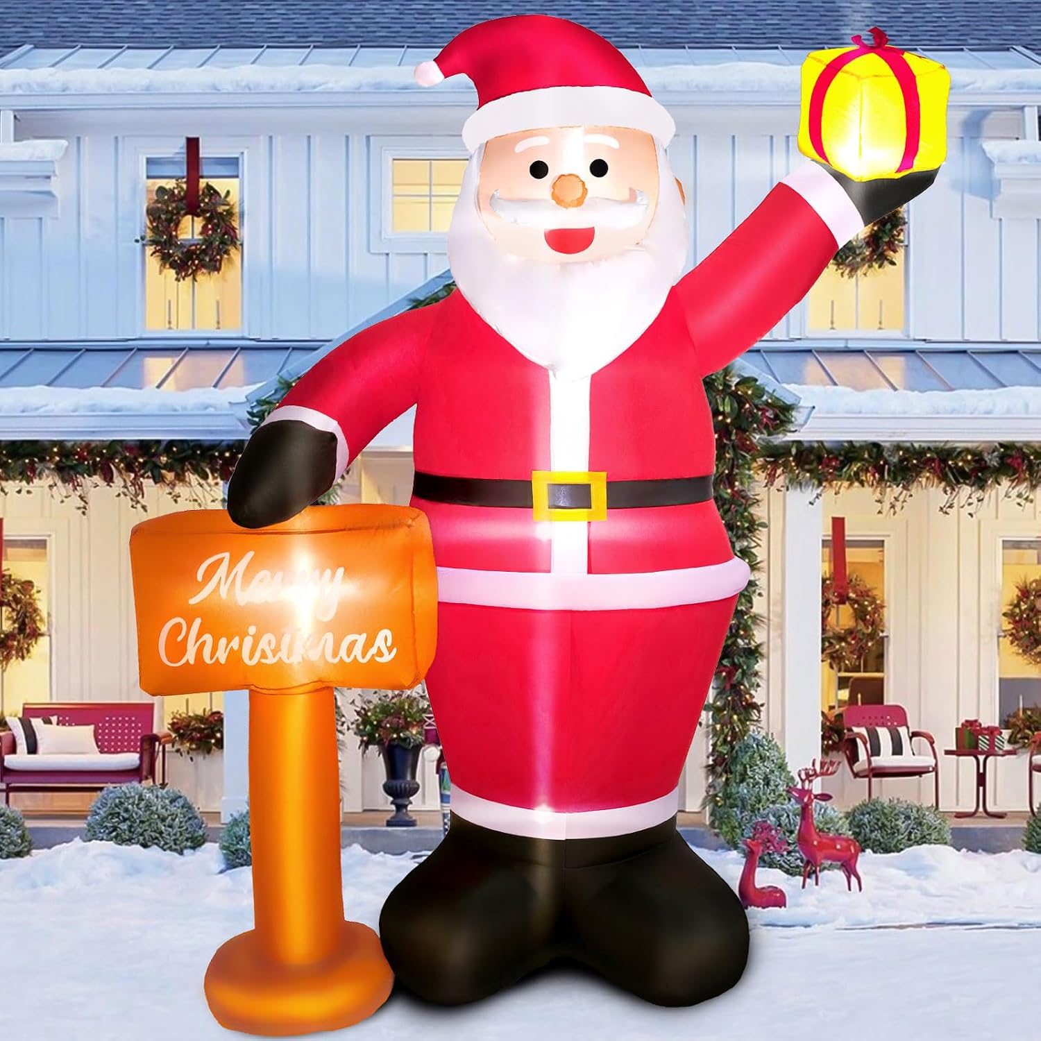 Christmas Inflatables Decorations Outdoor, 6FT Inflatable Christmas Blow Ups for Yard, Garden, Lawn & Indoor, Bright