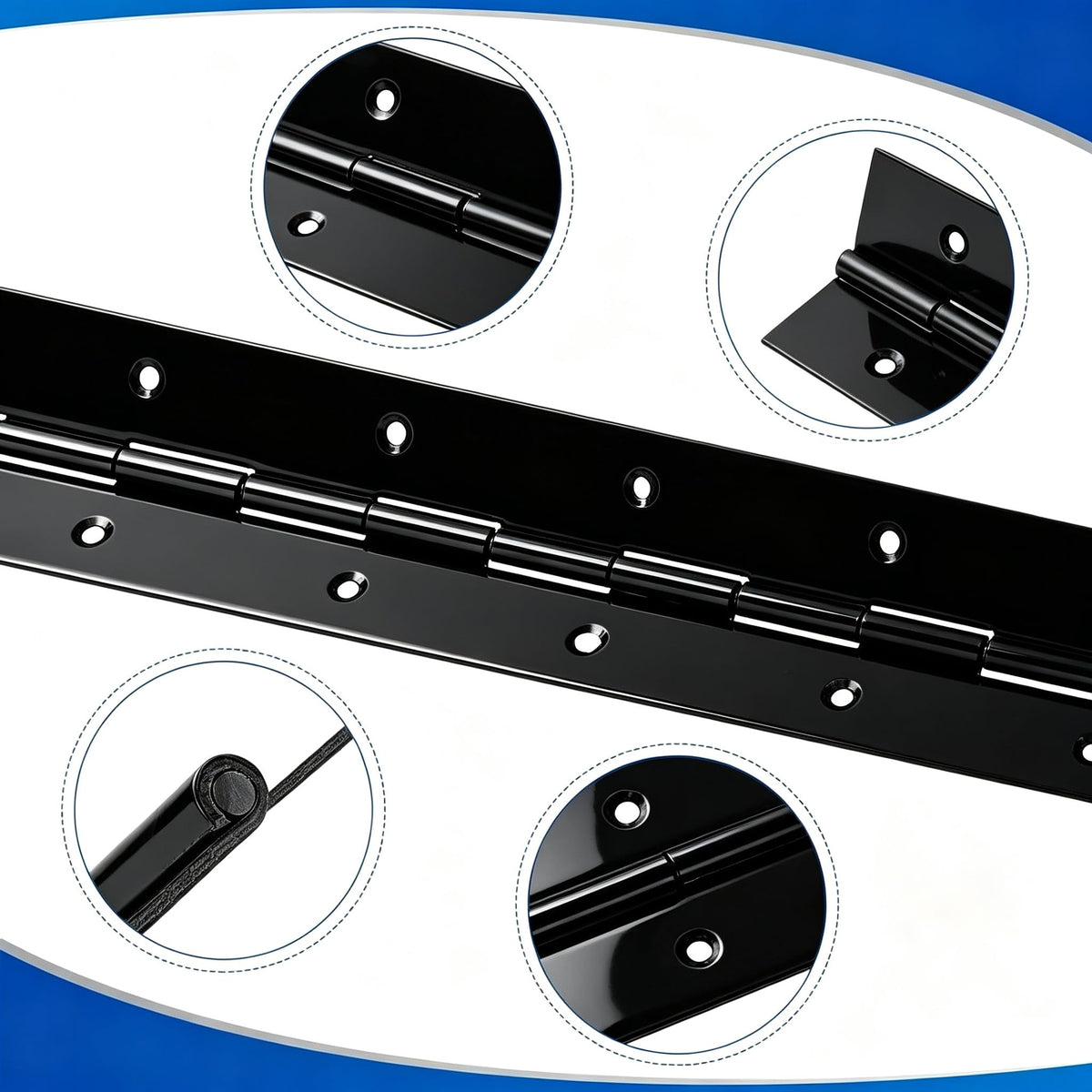 2Pack Black Piano Hinge 48 Inch x 1 1/2 Inch Open Width