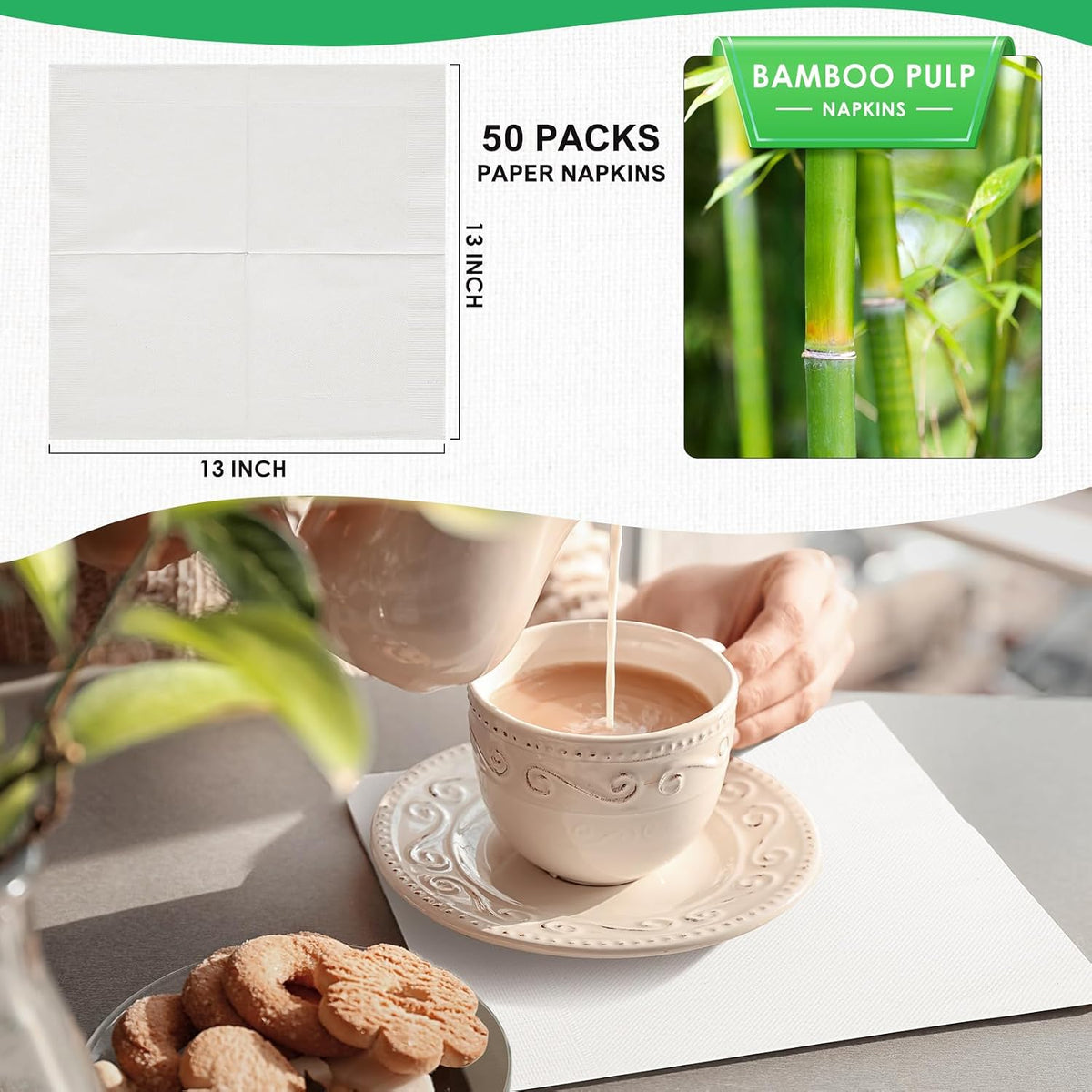Compostable Paper Plates Set 300pcs Disposable Plates 10 Inch