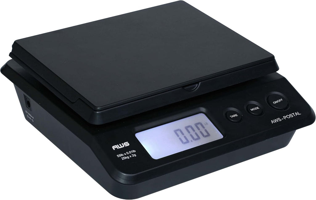 Digital Shipping Postal Scale, Package Postage ScaleBacklit LCD Screen55lbs. x 0.01lbs. (Black), PS-25