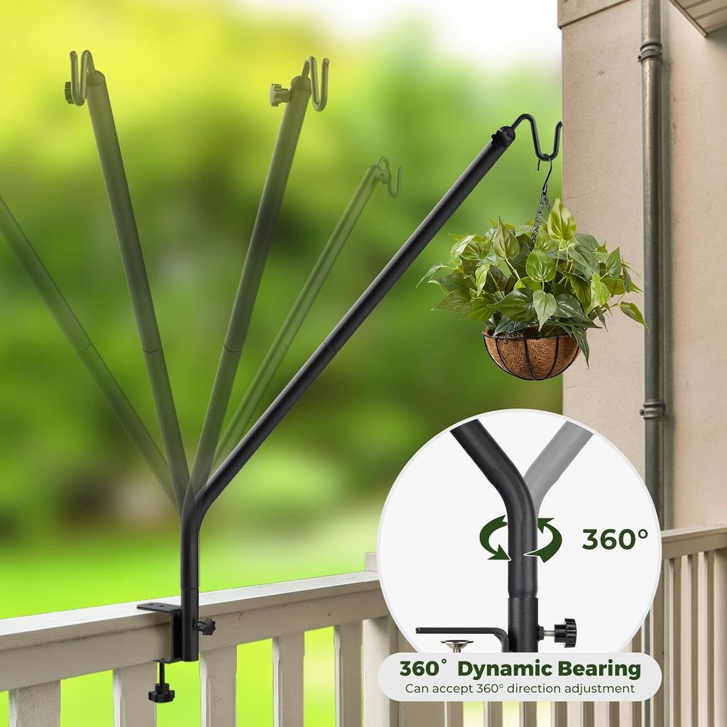 2 Pack Heavy Duty Deck Hook, 27"-39" Adjustable Metal Deck Railing Hooks for Hanging Bird Feeders, Planters, Suet