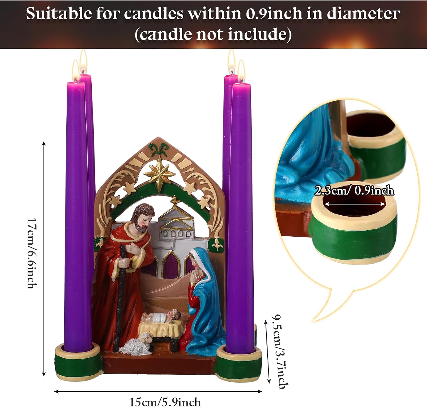 Nativity Advent Decorations Advent Candle Holder Holy Family Nativity Scene with Arch Candle Holder Religious Decors