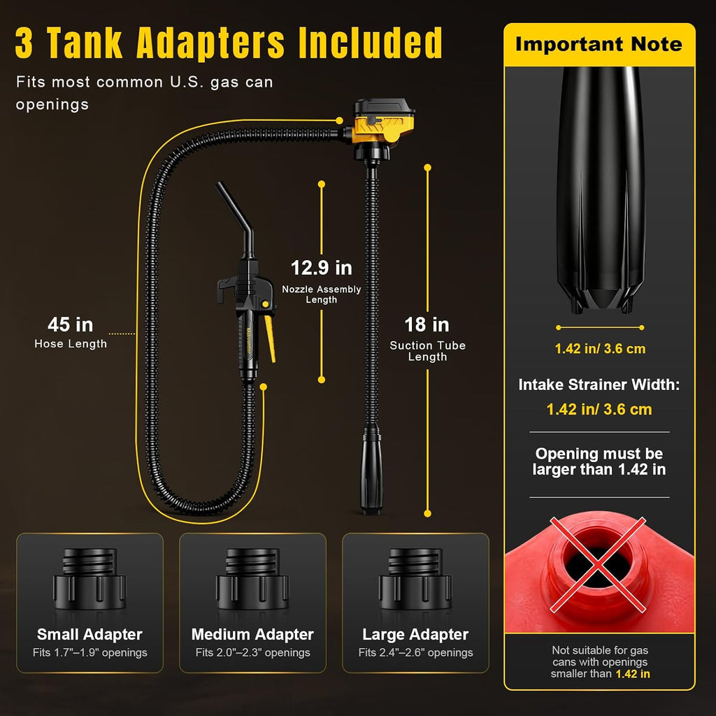 Fuel Transfer Pump for DeWalt 20V MAX Battery 3.7 GPM Cordless Gas Can Pump