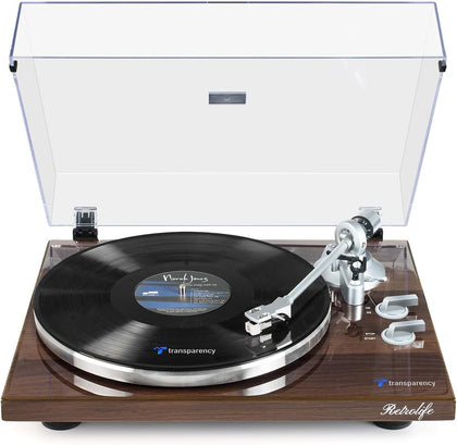 Vinyl Record Player with BT Wireless Output,Bark Brown Turntable | Audio Phono AT-3600L MM Cartridge,Adjust