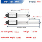 Mini 12V 1.2Inch Line Actuator,15mm/s,60N(30mm) with Remote Lever Switch