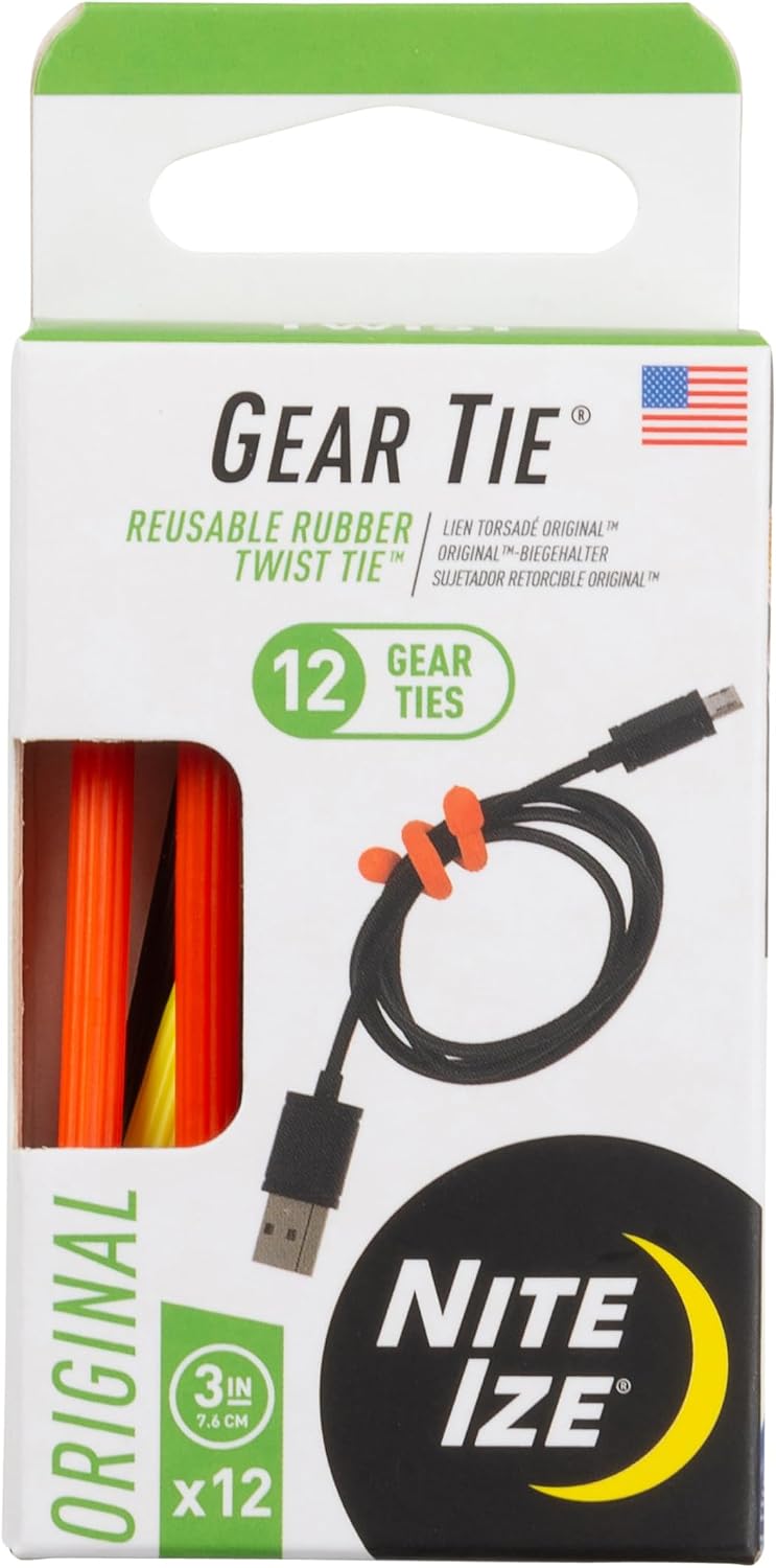 Gear Tie Original ProPacks - Reusable Rubber Twist Ties for Indoor & Outdoor Use - Bendable Wire Interior - Durable