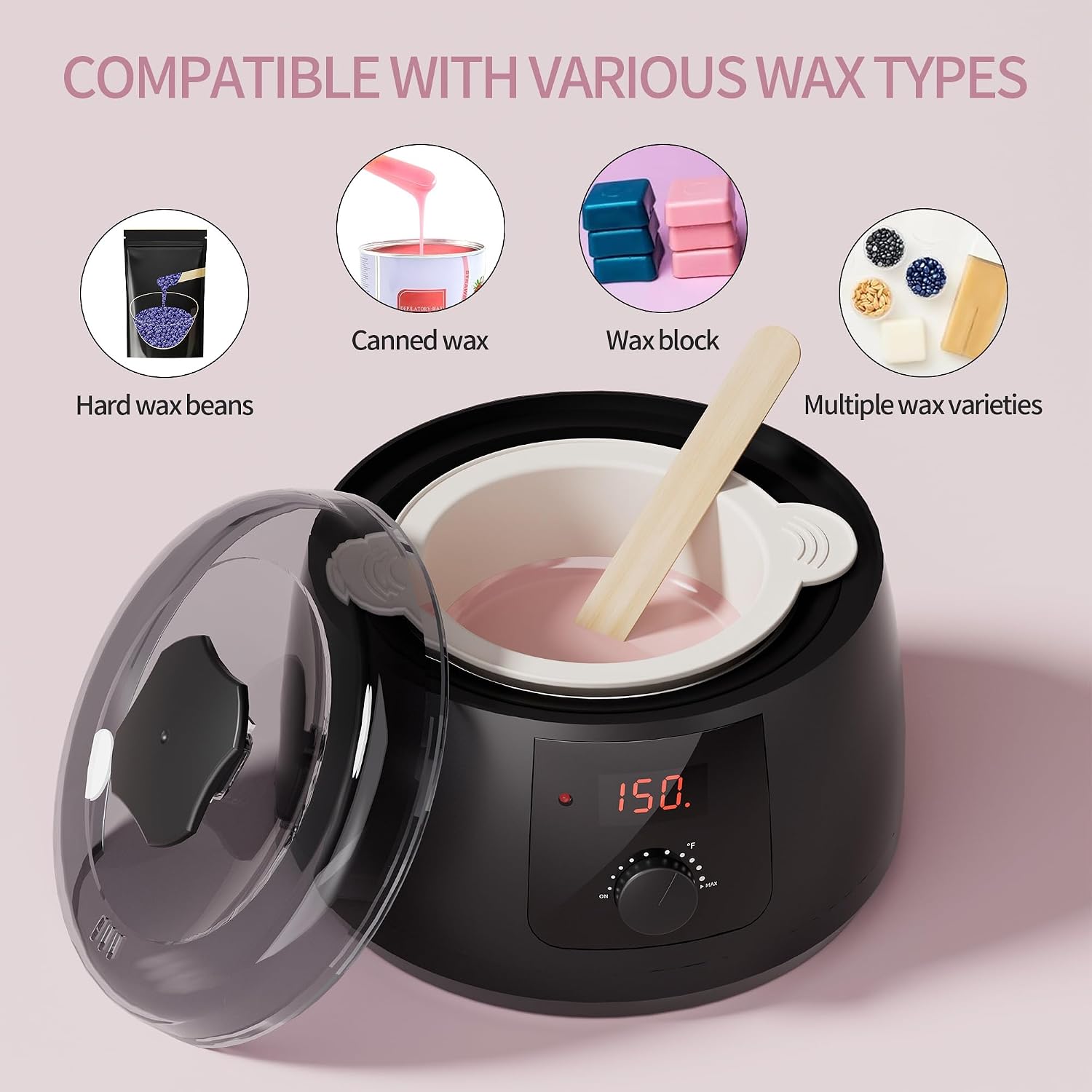 Wax Warmer, Wax Pot for Hair Removal | Wax Heater wax kit with Non-Stick Easy Clean Pot for Home or Salon.