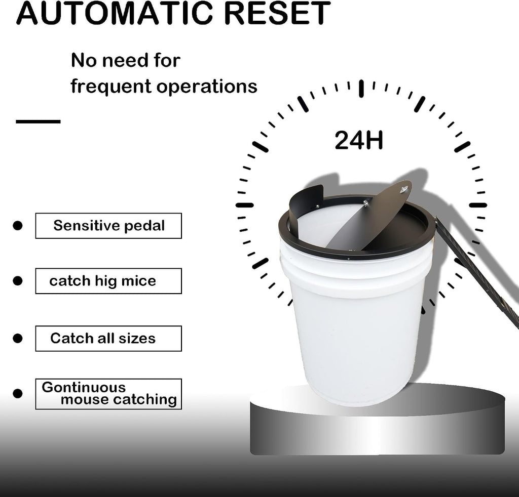 Bucket Lid Mouse Trap Metal 5 Gallon Bucket lid,Strong Metal Material That Cannot be Bitten, auto Reset, (1pack)