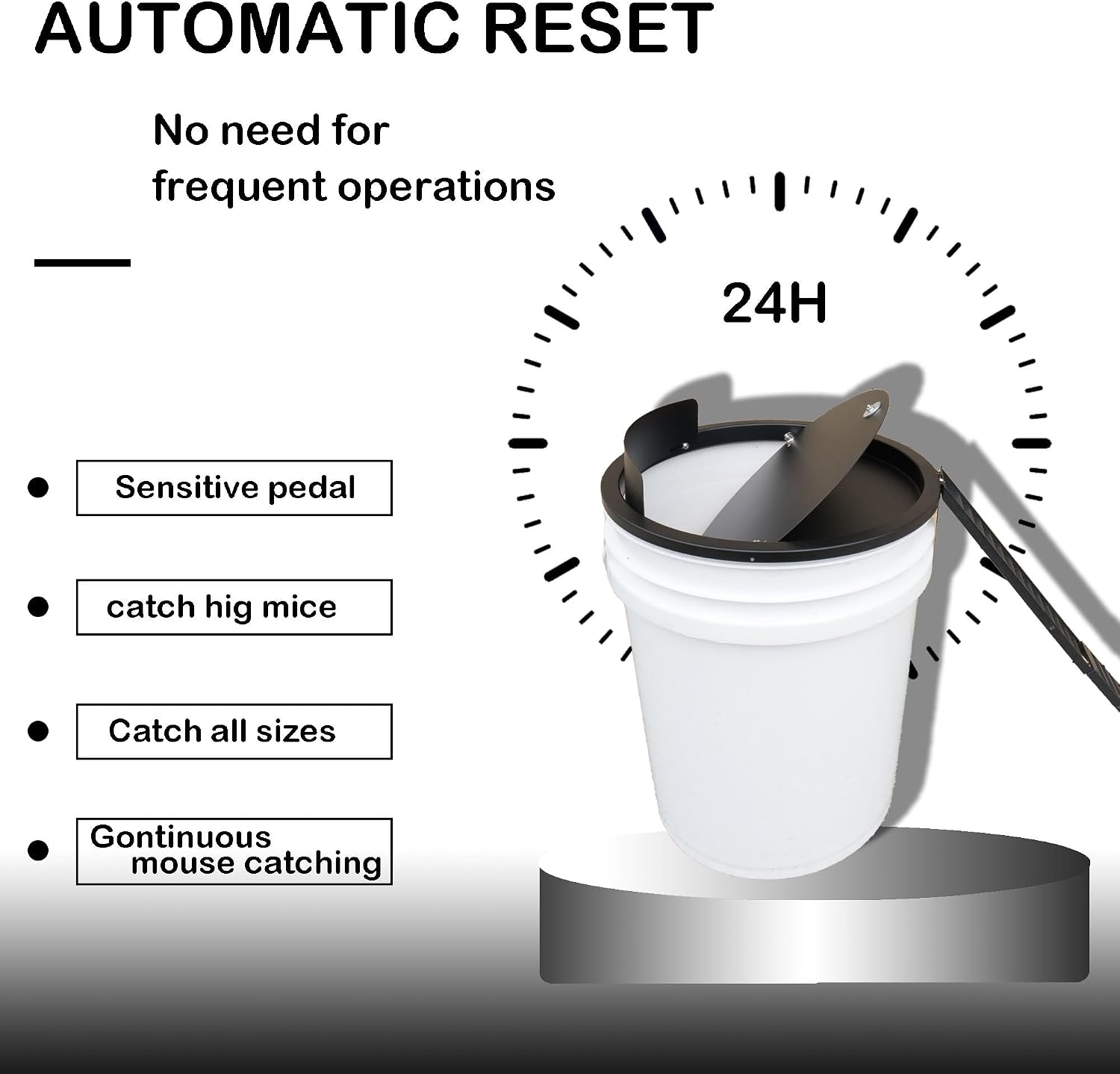 Bucket Lid Mouse Trap Metal 5 Gallon Bucket lid,Strong Metal Material That Cannot be Bitten, auto Reset, (1pack)