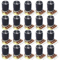 10k ohm Potentiometer，20PCS B10k Rotary Potentiometer 10k Ohm Linear Potentiometer Kit 3 Terminals 20mm Shaft with Nuts, Washers and Aluminum Alloy knobs