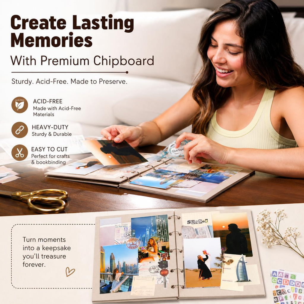 Heavy-Duty Chipboard Sheets 8.5 x 11 in, 80 PT (2mm) Thick, Acid Free