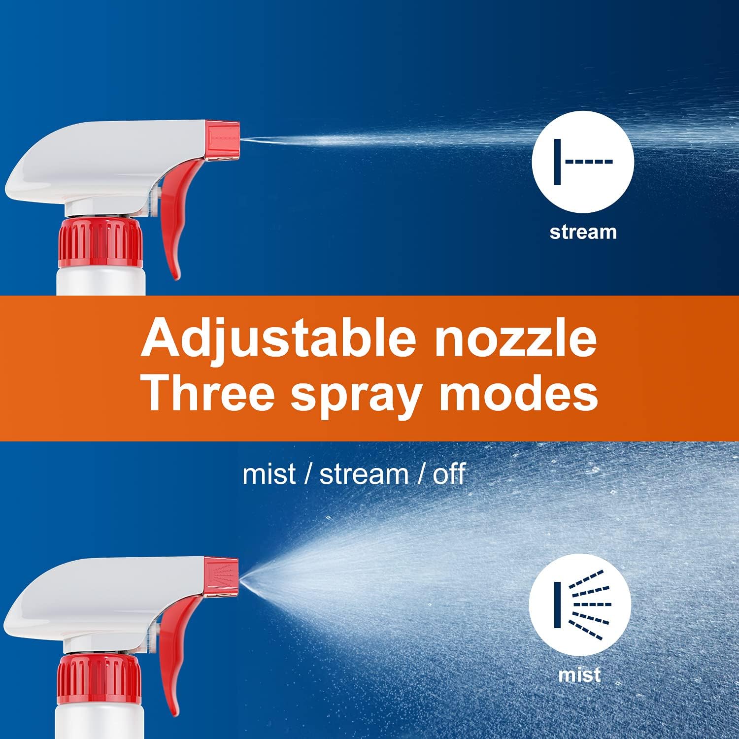 Spray Bottle (5 Pack,16 Oz) with Measurements and Adjustable Nozzle(Mist & Stream Mode), HDPE Plastic Spray Bottles