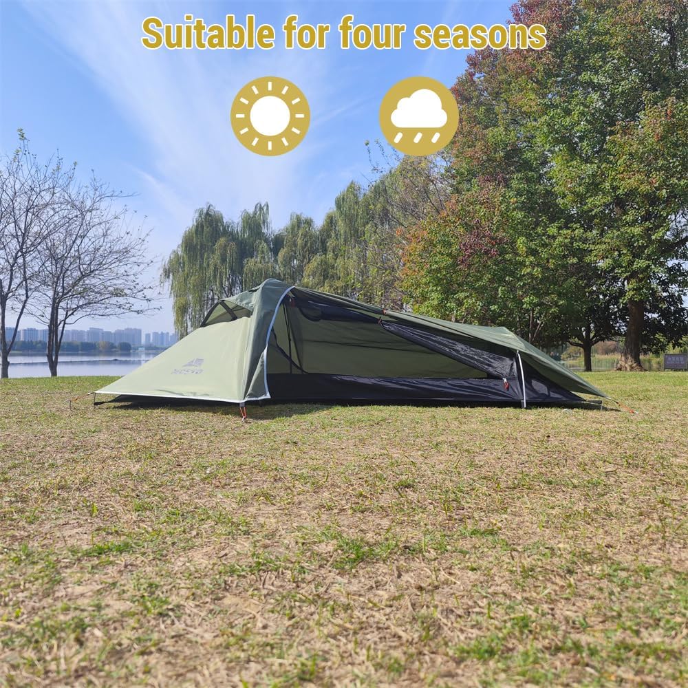 Backpacking Tent 1 Person Aluminum Pole Stormproof Camping Tent Suitable for Four Seasons Single Person Tent,Best one