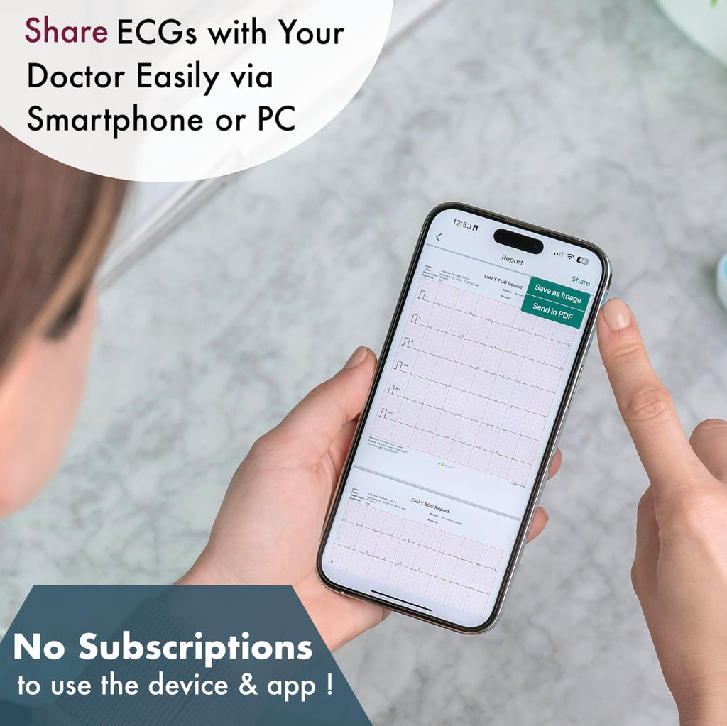 6L Portable ECG Monitor | Record ECG and Heart Rate in 6 Channels | Compatible with Smartphone and PC | No
