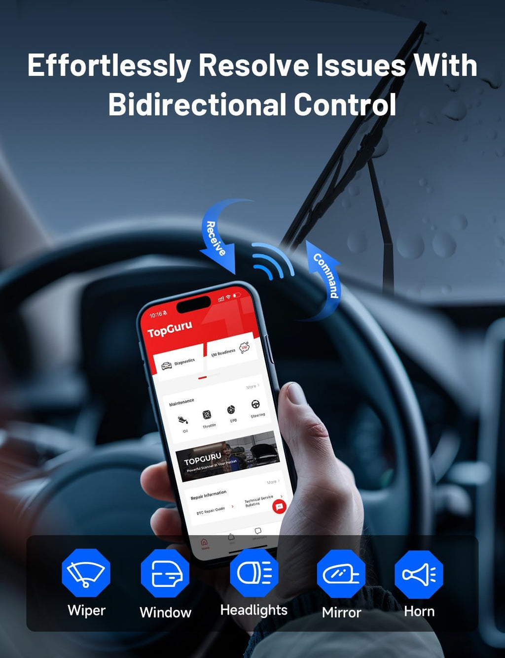 TopScan Lite OBD2 Scanner, Bidirectional Scan Tool, 8 Resets & AI | Repair Guides, AI Assistant, Bluetooth Car