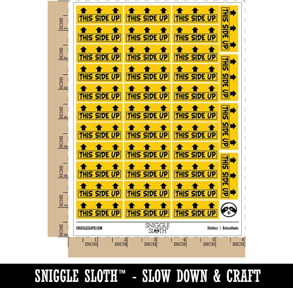 This Side Up Arrows Box Crate Shipment Sticker Pack - Gloss Finish - Small 1.50" Size - Yellow