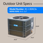 2.5 Ton 14.3 SEER2 Central Air Conditioner Unit - R32 AC Condenser
