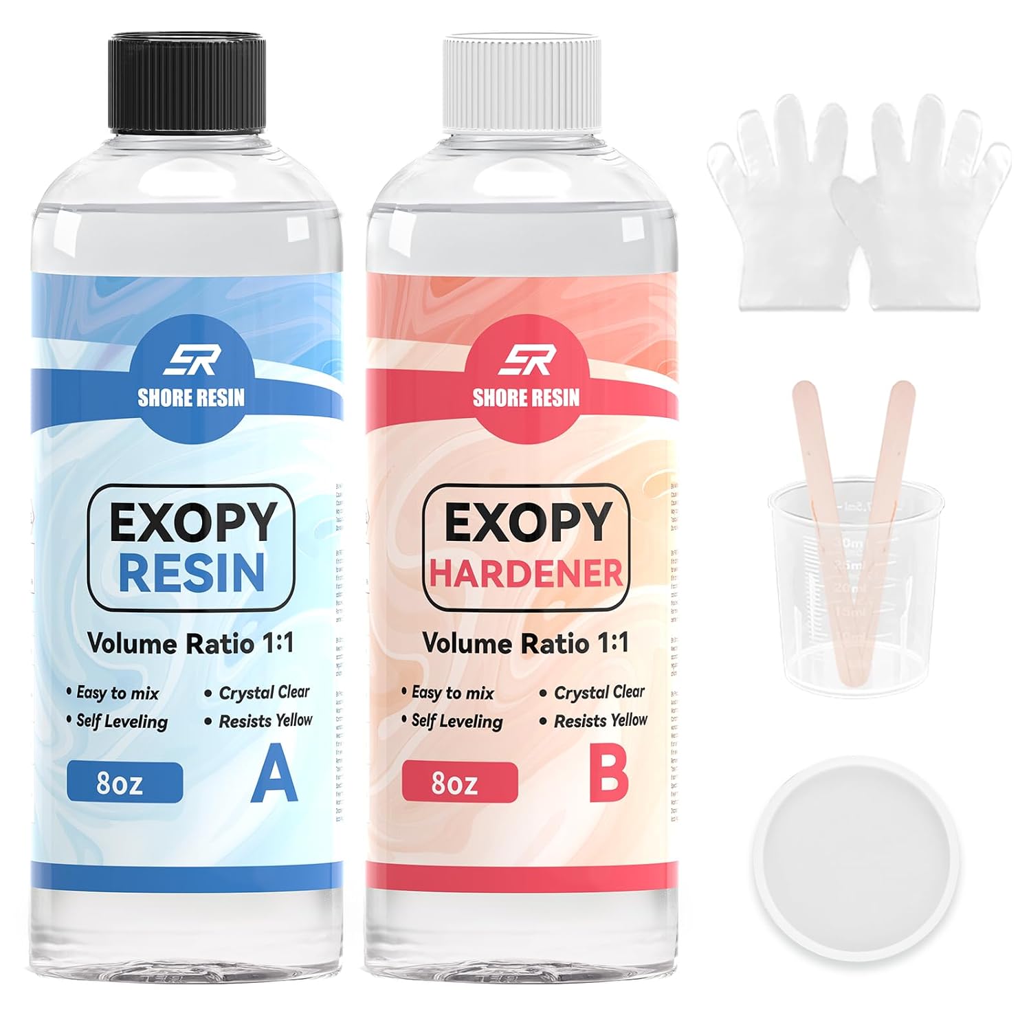 Clear Epoxy Kit 16 oz, Bubble Releasing 1:1 for Crafts | Clear 1:1 epoxy resin with strong bubble releasing flow for