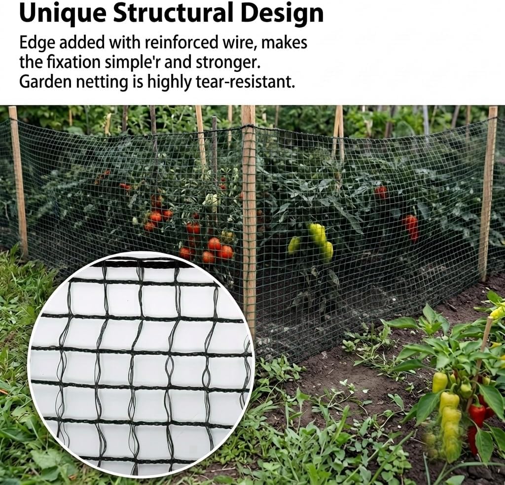 7x100ft Deer Fence Garden Netting 50GSM Square Mesh HDPE Black