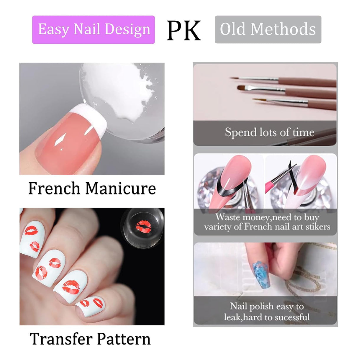 Nail Stamper Stamping Plate Kit, DIY Art Design Manicure Salon Home