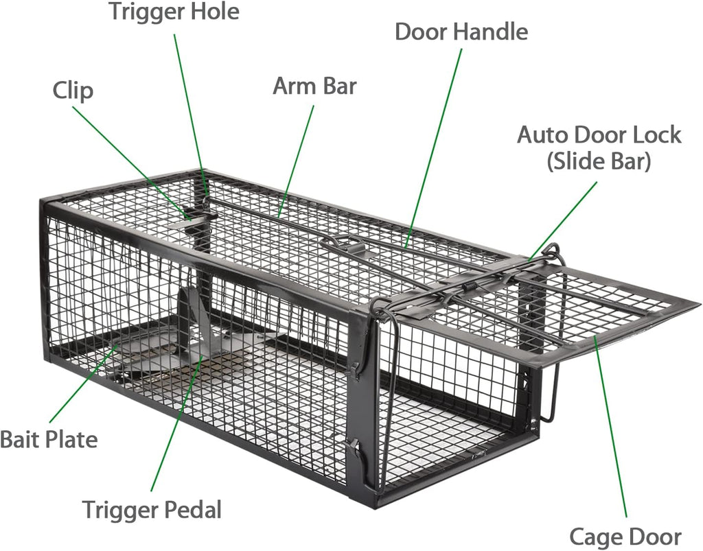 2-Pack Rat Traps Humane Live Mouse Vole Chipmunk Trap Cage (Black)