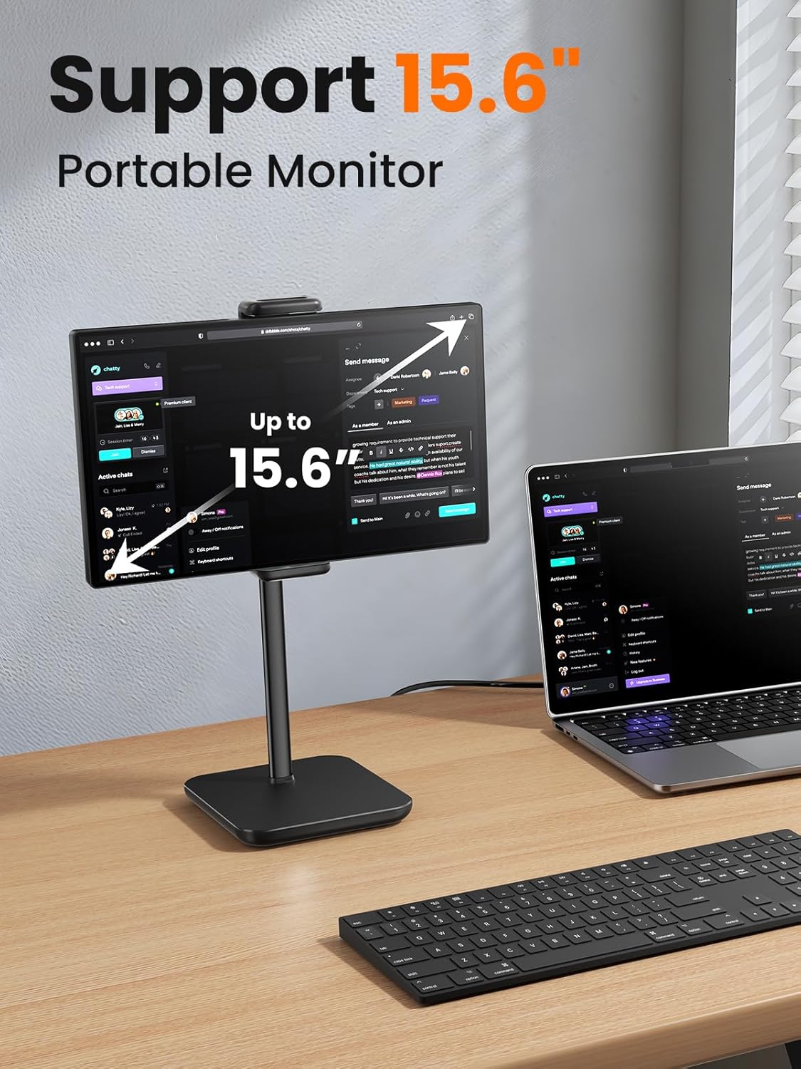 Height Adjustable Tablet Stand, 3.5lb (1.6kg) Max Support, Up to 18" Tall, Slim Portable Monitors Stand Compatible