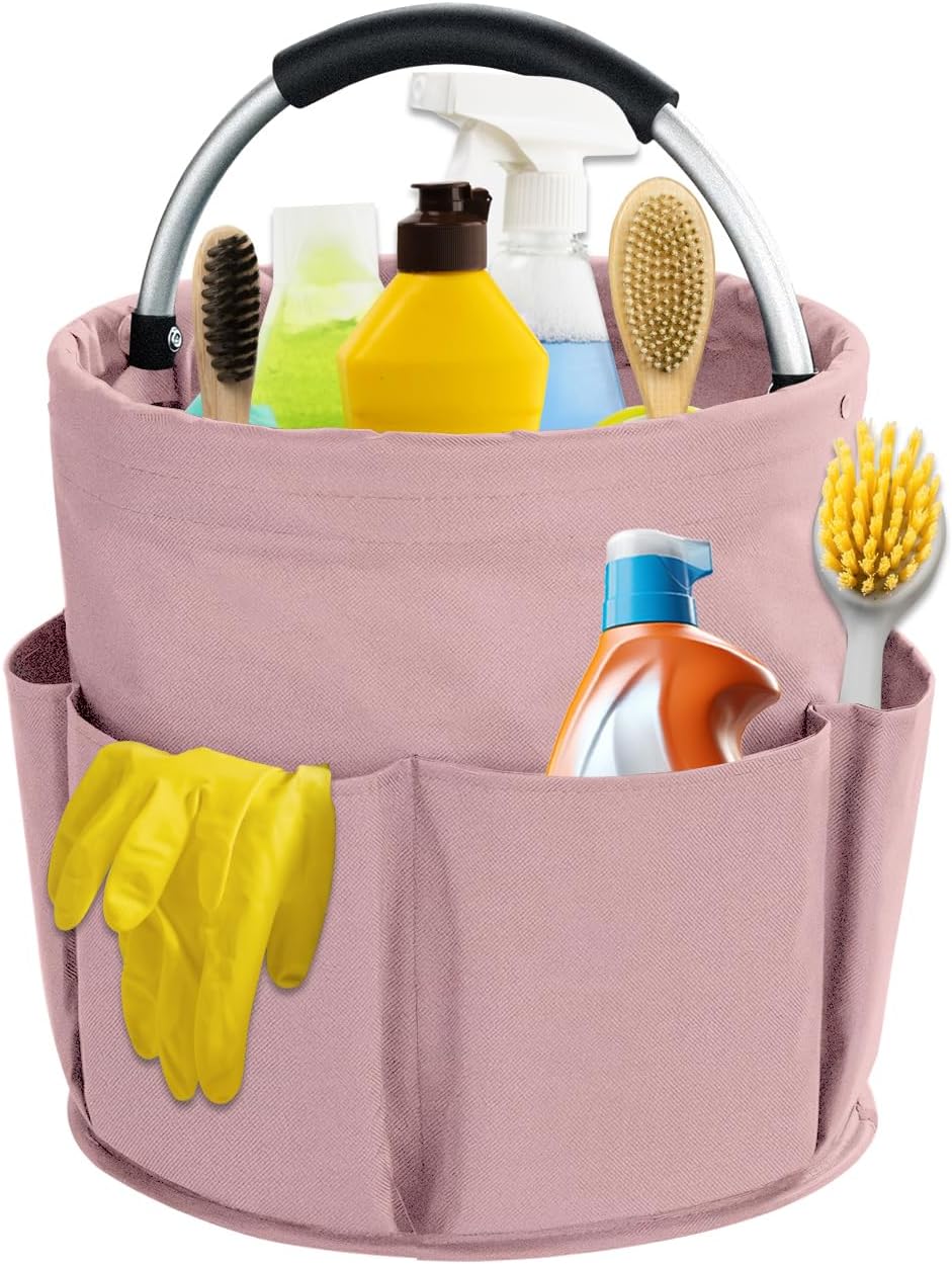 17L Cleaning Caddy with Handle, Cleaning Supplies Organizer, Foldable Storage Basket, Cleaning Supply Caddy, Portable