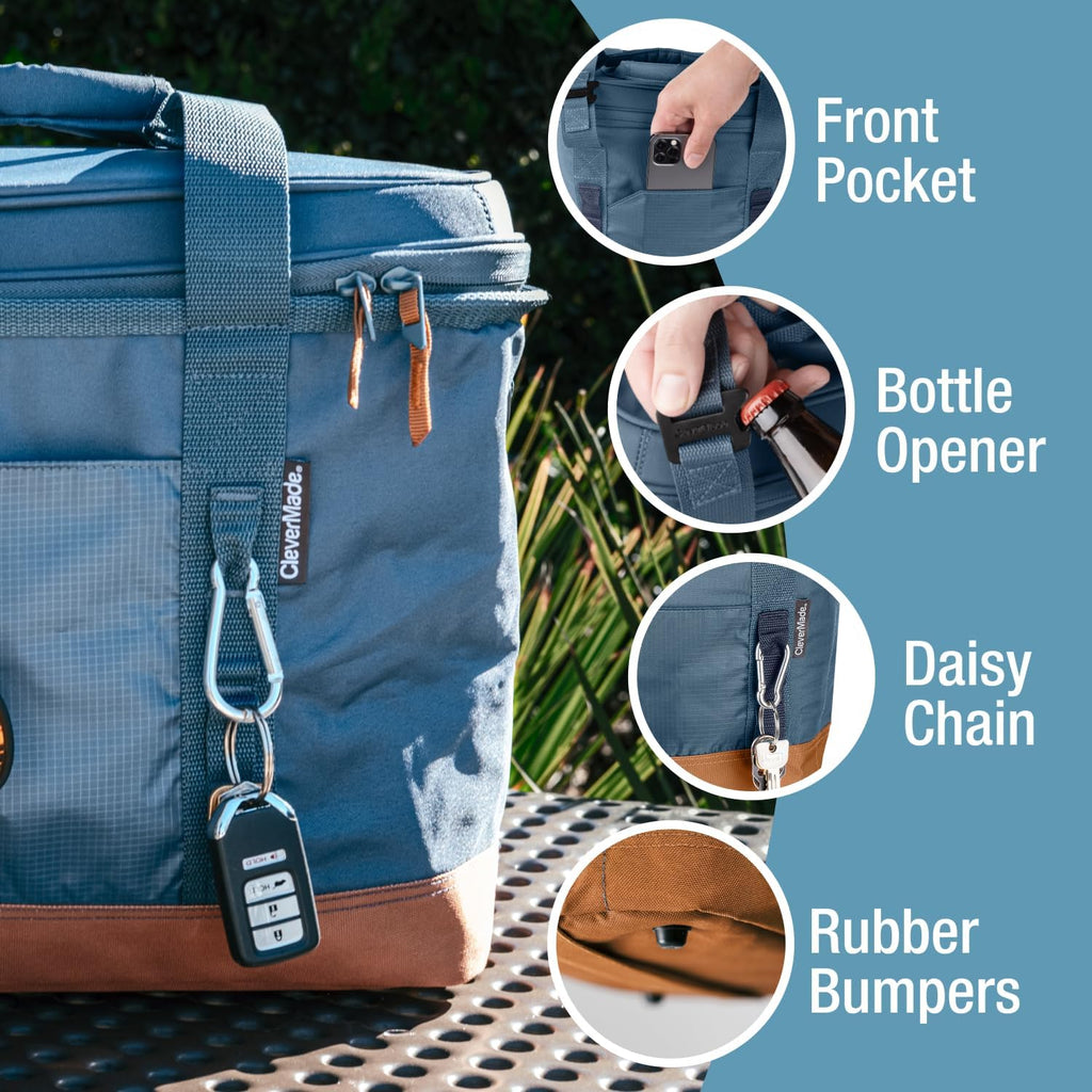 Pacifica Collapsible Cooler, Large, Ocean | Insulated liner helps keep food and drinks cold. A reinforced base