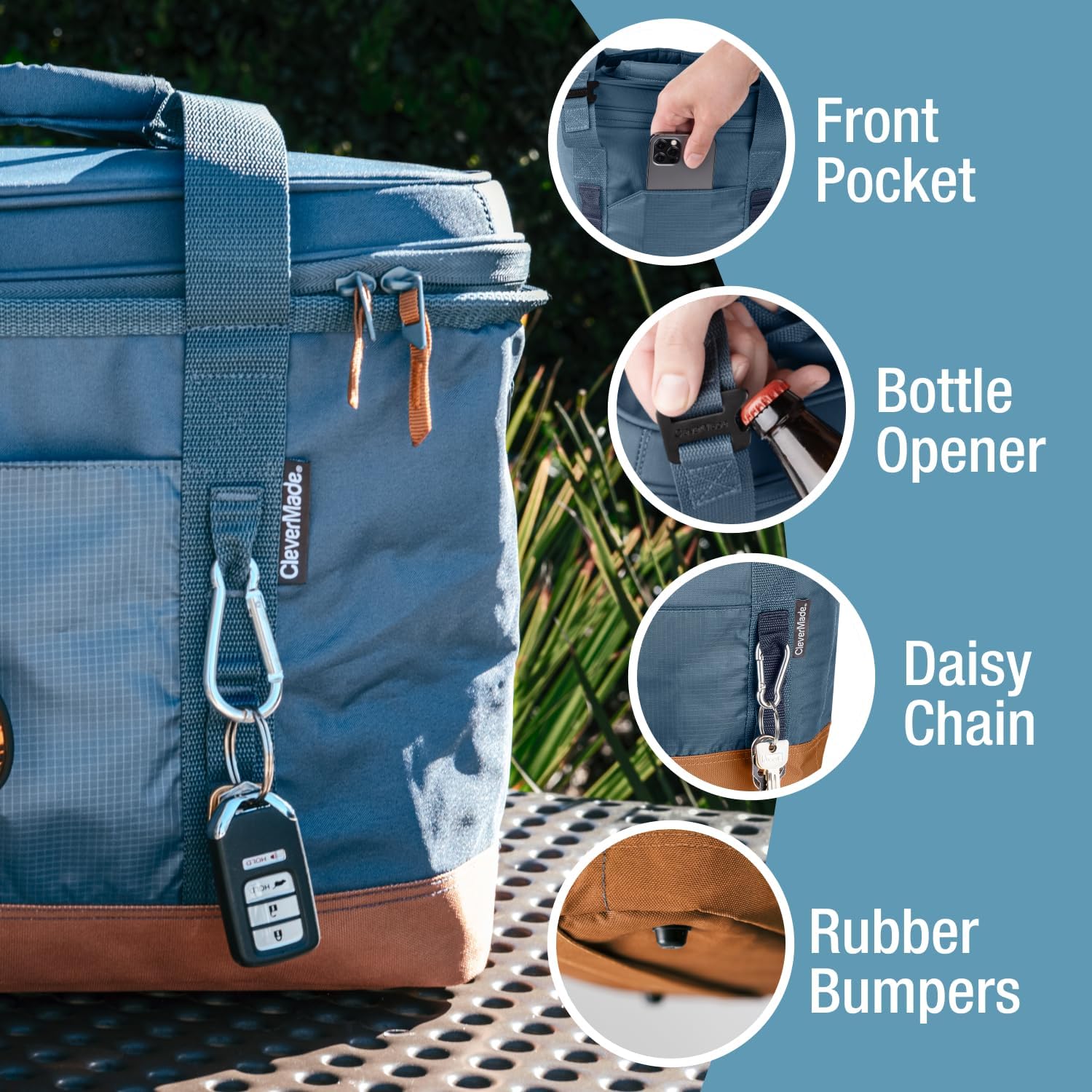 Pacifica Collapsible Cooler, Large, Ocean | Insulated liner helps keep food and drinks cold. A reinforced base