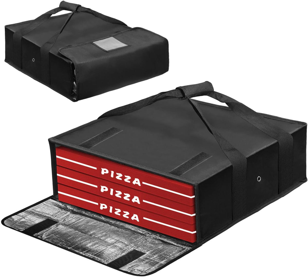 Pizza Bag for Delivery, Insulated Pizza Warmer Bag with Label Window