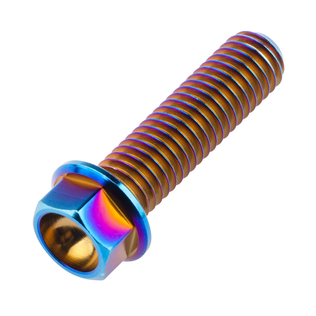 Wanyifa Titanium Hex Small Flange Head Bolt M8 (M8x30mm, Fire Blue)