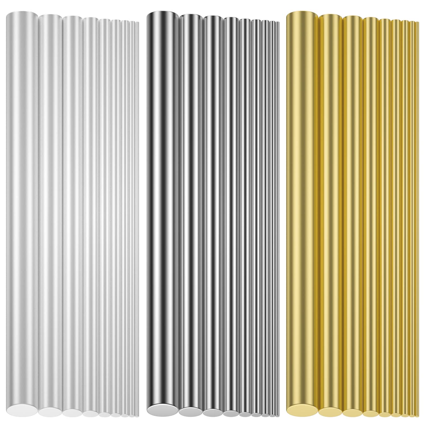 27 Pieces 9 Sizes Metal Round Rods Kit, Metals Include Brass, Stainless Steel, Aluminum, Diameter 1.0mm-8.0mm Length