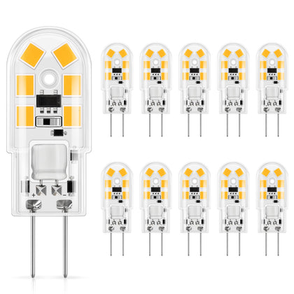 G4 LED Bulb 12V, 20W Equivalent, Warm White 3000K, 160LM,10-Pack